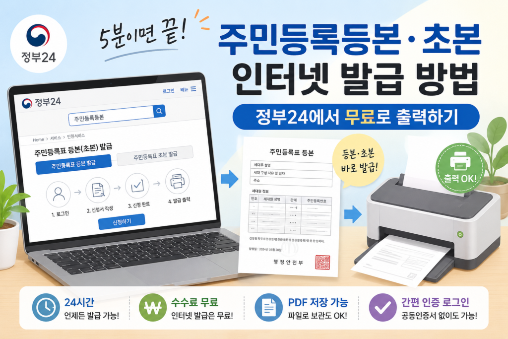 정부24에서 주민등록등본과 초본을 간편하게 발급받기