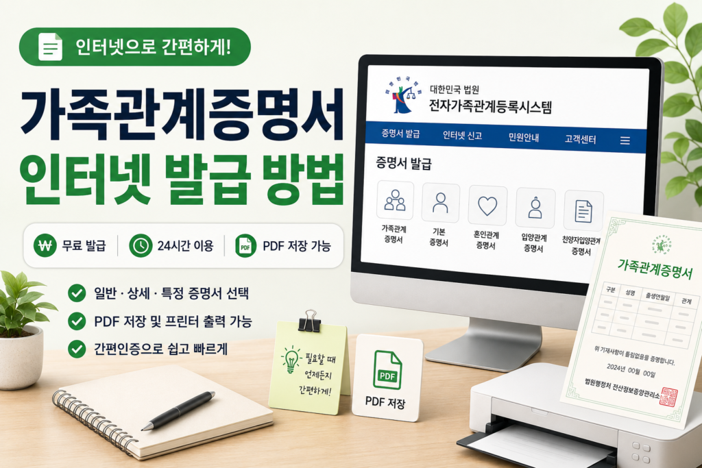 가족관계증명서 인터넷 발급 방법