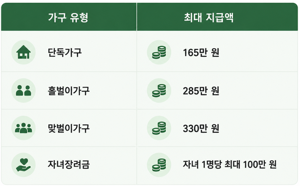 최대 지급 금액 한눈에 보기