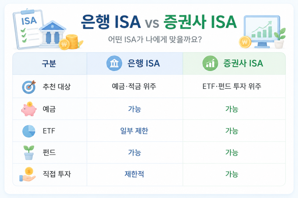 은행 ISA와 증권사 ISA 비교