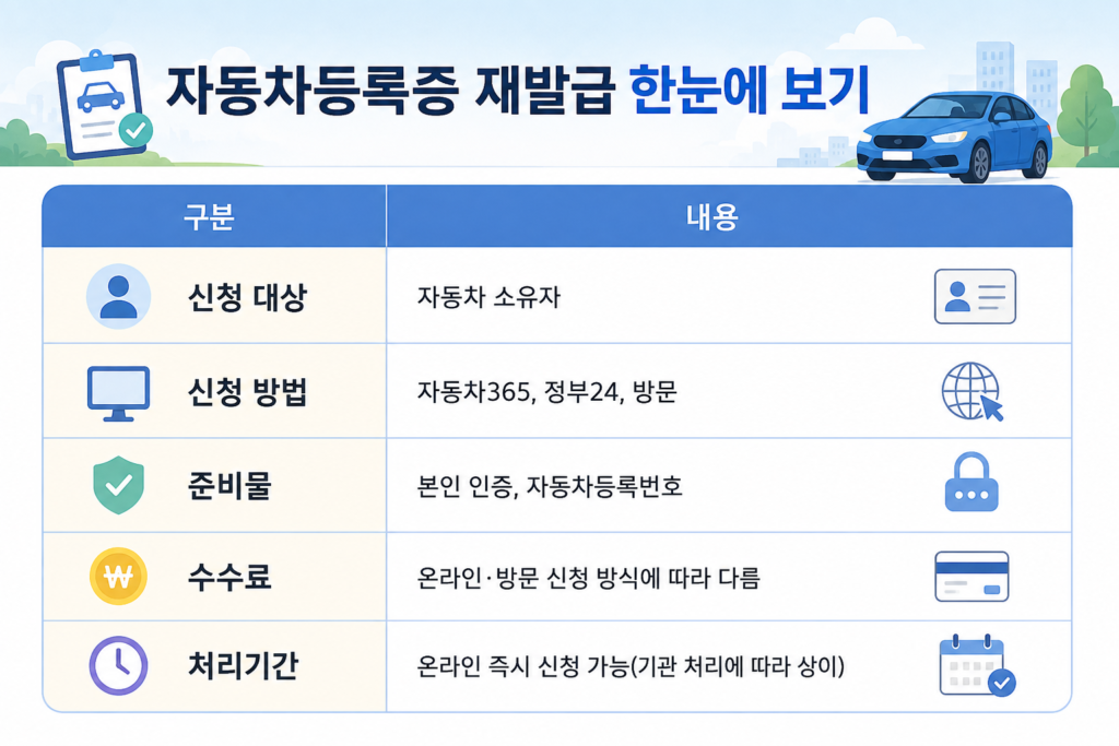 자동차등록증 재발급 한눈에 보기